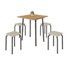 Conjunto Mesa Dobrável Com 4 Banquetas Bali Creme / Mart Prata