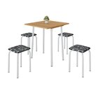 Conjunto Mesa Dobrável Com 4 Banquetas Bali Preto Floral / Br