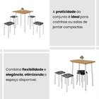 Conjunto Mesa Dobrável Com 4 Banquetas Bali Preto Floral / Br