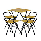 Conjunto Mesa Dobrável Com 4 Cadeiras Rústico Madeira Natural