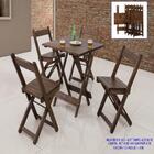 Conjunto Mesa Dobrável Madeira 75x70 Com 4 Cadeiras Conhaque