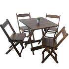 Conjunto Mesa Dobrável Madeira 75x70 Com 4 Cadeiras Conhaque