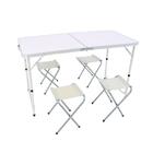 Conjunto Mesa Dobrável Portátil Que Vira Maleta Para Camping