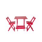 Conjunto Mesa Dobrável Quadrada 70x70 Com 2 Cadeiras Em Madei