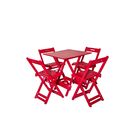 Conjunto Mesa Dobrável Quadrada 70x70 Com 4 Cadeiras Em Madei