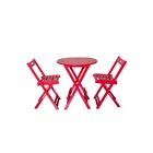 Conjunto Mesa Dobrável Redonda 70cm Com 2 Cadeiras Em Madeira