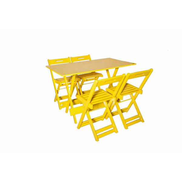 Conjunto Mesa Dobrável Retangular 120x70 Com 4 Cadeiras Em Ma