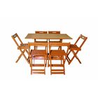 Conjunto Mesa Dobrável Retangular 120x70 Com 6 Cadeiras Em Ma