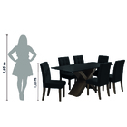 Conjunto Mesa Dubai 1,80m Mdf Com 6 Cadeiras Castanho/preto