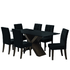Conjunto Mesa Dubai 1,80m Mdf Com 6 Cadeiras Castanho/preto