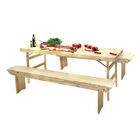 Conjunto Mesa E 2 Bancos Em Madeira Naturalle Natural Tramont