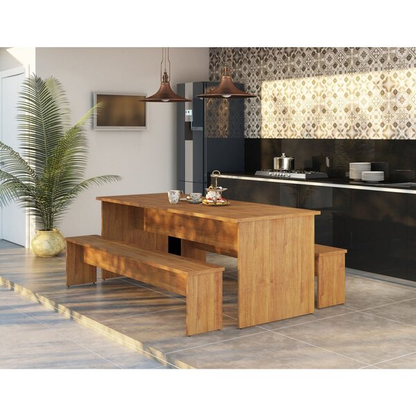 Conjunto Mesa E 2 Bancos Festivo Life Espresso Móveis Mel