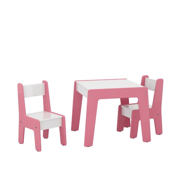 Conjunto Mesa E 2 Cadeiras Infantil Rosa/branco