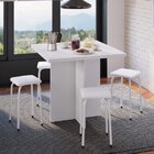 Conjunto Mesa E 4 Bancos Estofados Verona  Branco