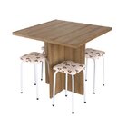 Conjunto Mesa E 4 Bancos Estofados Verona  Madeirado/bege/mar