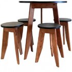 Conjunto Mesa E 4 Banquetas Em Madeira Maciça  Imbuia/preto