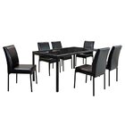 Conjunto Mesa E 6 Cadeiras Atenas Courino Preto/preto Fosco/v