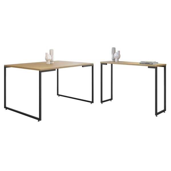 Conjunto Mesa E Aparador Lux Avelã Preto