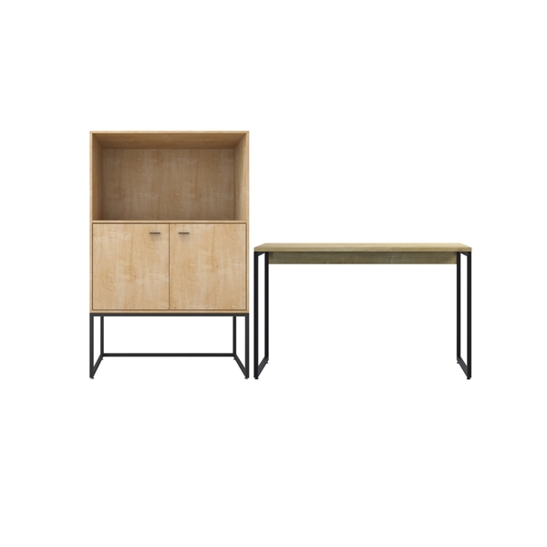 Conjunto Mesa E Armario Semi-aberto Bryan Natura Preto