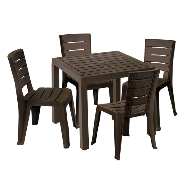Conjunto Mesa E Cadeira Plástica 04 Un Baru Marrom Rimax