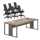 Conjunto Mesa E Cadeiras Para Escritório Hanói Nogueira Preto