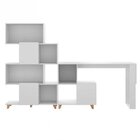 Conjunto Mesa E Estante Com Nichos  Branco Tx/branco Tx