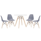 Conjunto - Mesa Eames 80 Cm Branco + 4 Cadeiras Eames Eiffel