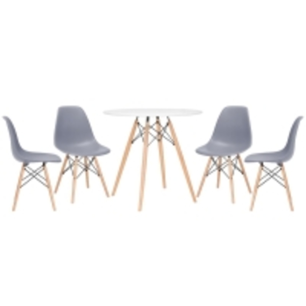 Conjunto - Mesa Eames 80 Cm Branco + 4 Cadeiras Eames Eiffel