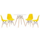 Conjunto - Mesa Eames 80 Cm Branco + 4 Cadeiras Eames Eiffel