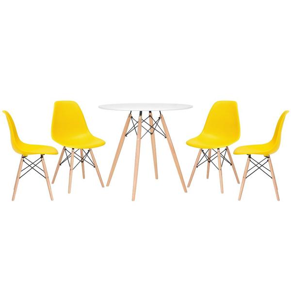 Conjunto - Mesa Eames 80 Cm Branco + 4 Cadeiras Eames Eiffel