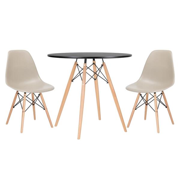 Conjunto - Mesa Eames 80 Cm Preto + 2 Cadeiras Eames Eiffel D
