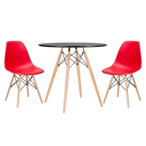 Conjunto - Mesa Eames 80 Cm Preto + 2 Cadeiras Eames Eiffel D