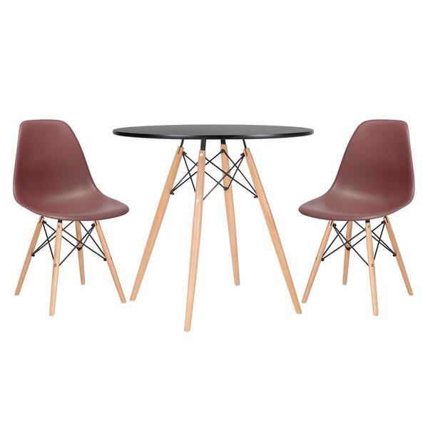 Conjunto - Mesa Eames 80 Cm Preto + 2 Cadeiras Eames Eiffel D