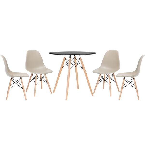 Conjunto - Mesa Eames 80 Cm Preto + 4 Cadeiras Eames Eiffel D