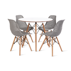Conjunto Mesa Eames Branca 90cm E 4 Cadeiras Colmeia Cinza
