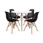 Conjunto Mesa Eames Branca 90cm E 4 Cadeiras Colmeia Preta