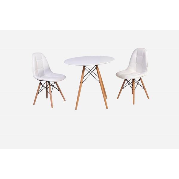 Conjunto Mesa Eiffel Branca 120cm + 2 Cadeiras Dkr Charles Ea