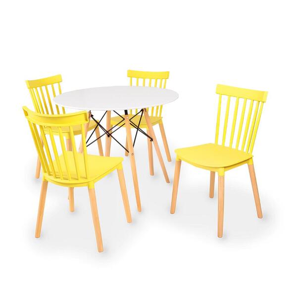 Conjunto Mesa Eiffel Branca 120cm + 4 Cadeiras Windsor - Amar