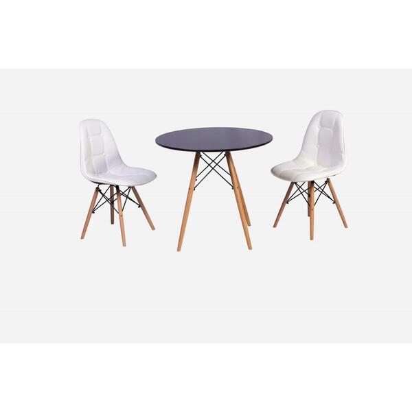 Conjunto Mesa Eiffel Preta 120cm + 2 Cadeiras Dkr Charles Eam