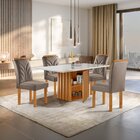 Conjunto Mesa Elis 120cm X 90cm Com 4 Cadeiras Carolina Tampo