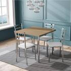 Conjunto Mesa Em Aço Quadrada Com 4 Cadeiras - Cromado/branco