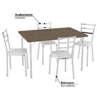 Conjunto Mesa Em Aço Retangular Com 4 Cadeiras - Cromado/bran