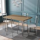 Conjunto Mesa Em Aço Retangular Com 4 Cadeiras - Cromado/bran