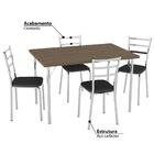 Conjunto Mesa Em Aço Retangular Com 4 Cadeiras - Cromado/preto