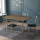 Conjunto Mesa Em Aço Retangular Com 4 Cadeiras - Cromado/preto
