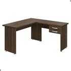 Conjunto Mesa Escritório Lisboa Marrom