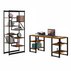 Conjunto Mesa Estante Para Escritório Apolo Preto Canela