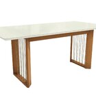 Conjunto Mesa Eva Com 6 Cadeiras Em Madeira Maciça Amendoa