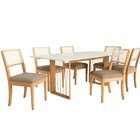 Conjunto Mesa Eva Com 6 Cadeiras Em Madeira Maciça Amendoa