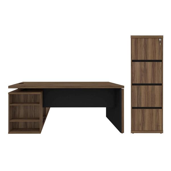 Conjunto Mesa Executiva E Arquivo Munique Nogal Preto